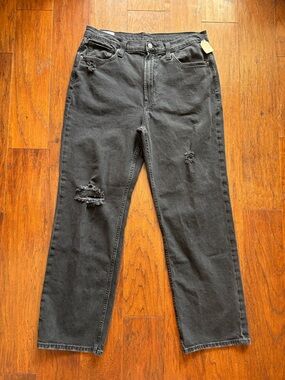 GAP 90’s Loose High Rise Black Straight Distressed Jeans | Size 31